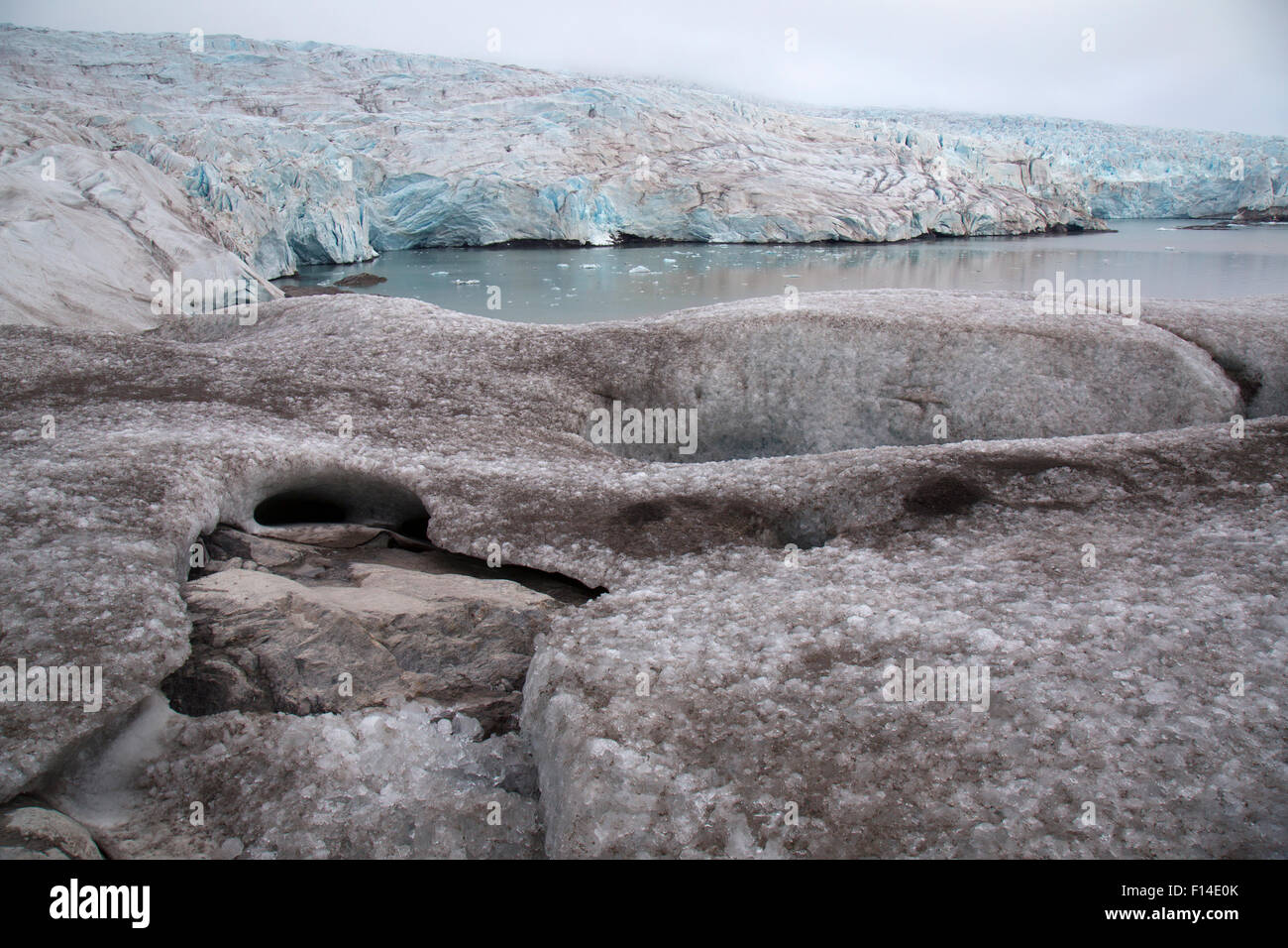 Isjfiord Gletscher auf Svalbard. Stockfoto