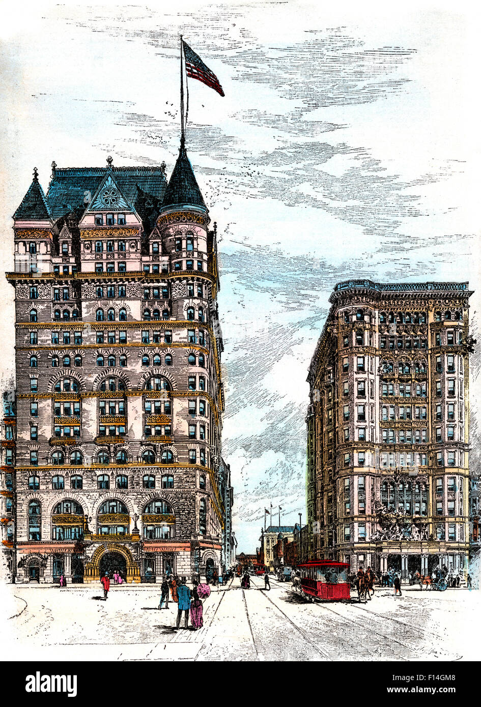 1890ER JAHRE SHERRY UND DAS SAVOY HOTELS WERDEN SIE AN DER FIFTH AVENUE UND 59TH STREET MANHATTAN NYC USA STEHEN Stockfoto
