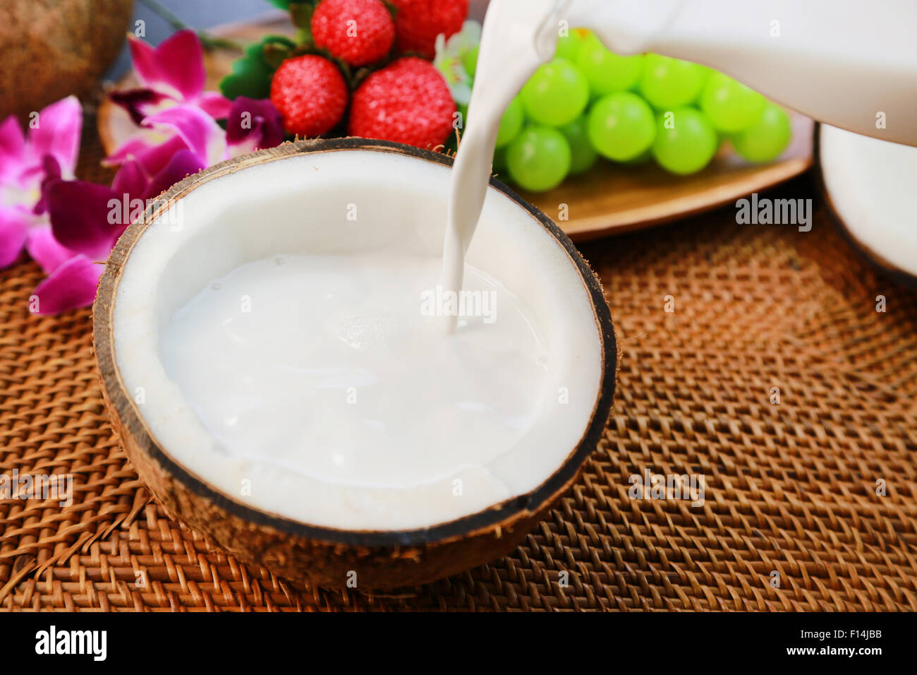 Kokosnuss-Milch Stockfoto