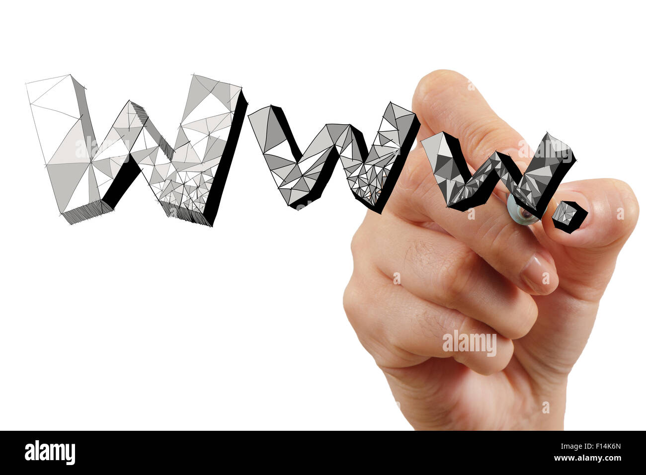 Nahaufnahme der Handzeichnung WWW. als Internet-Konzeptes Stockfoto