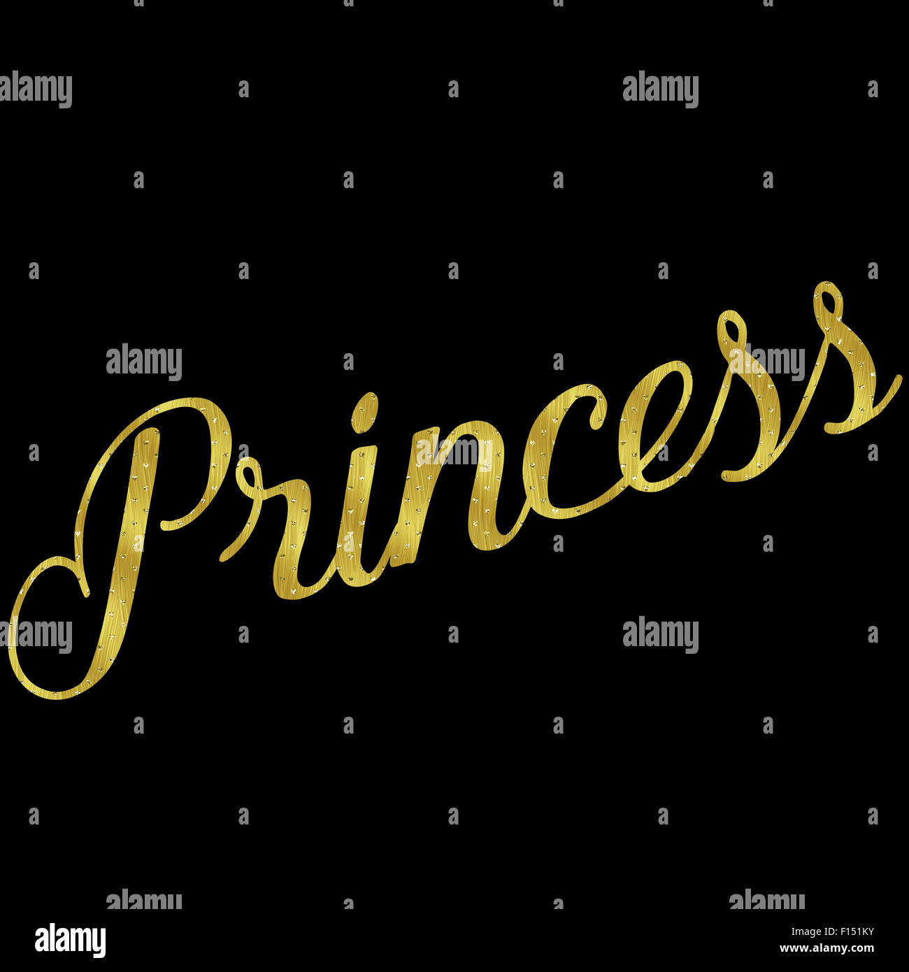 Prinzessin Gold Faux Folie Metallic Glitter inspirierende Zitat isolierten auf weißen Hintergrund Stockfoto