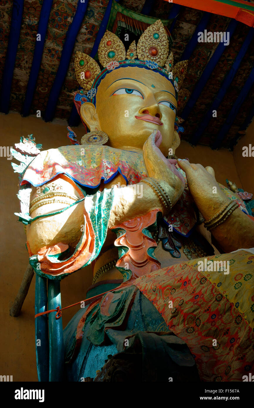 Buddha Maitreya-Statue, buddhistisches Kloster, Ladakh, Jammu und Kaschmir, Indien Stockfoto