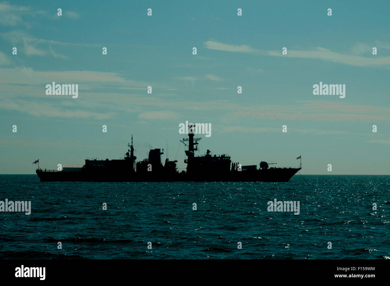 Silhouette HMS Iron Duke (F234) Stockfoto