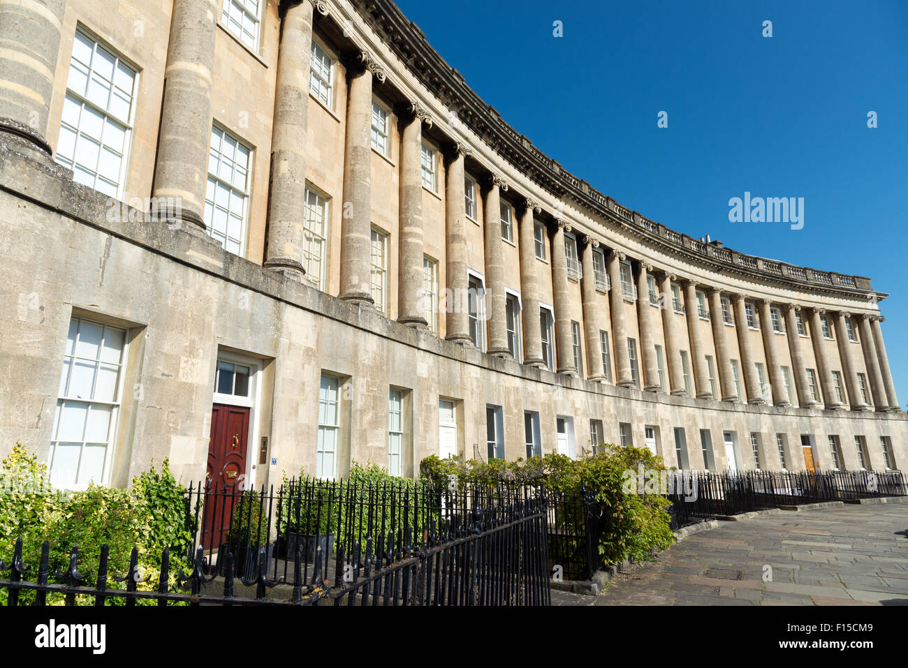 Georgianische Architektur entlang der Royal Crescent, Bath, Somerset, England, UK Stockfoto