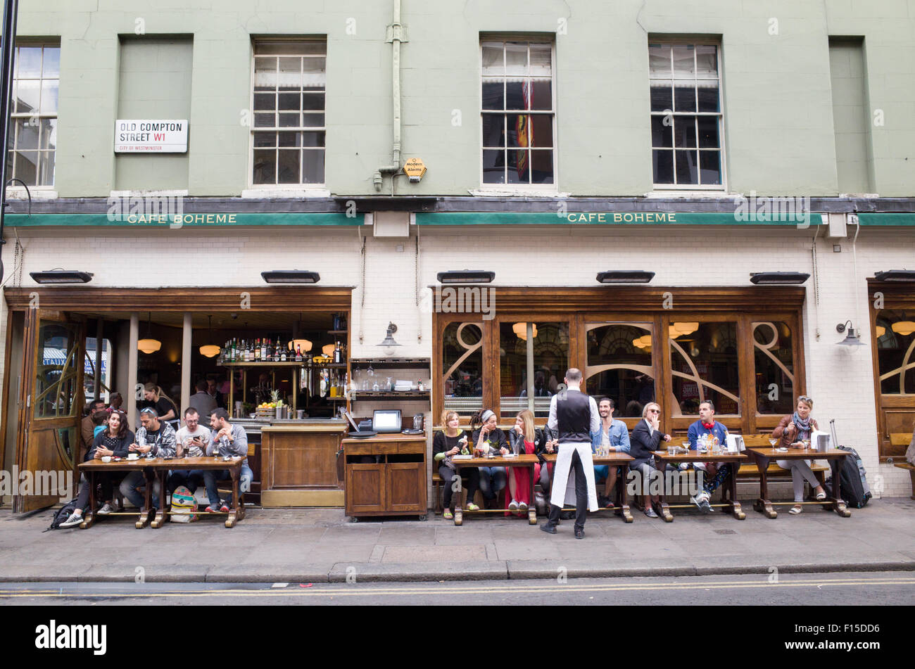 Cafe Boheme in Old Compton Street, Soho, London, England, Vereinigtes Königreich Stockfoto