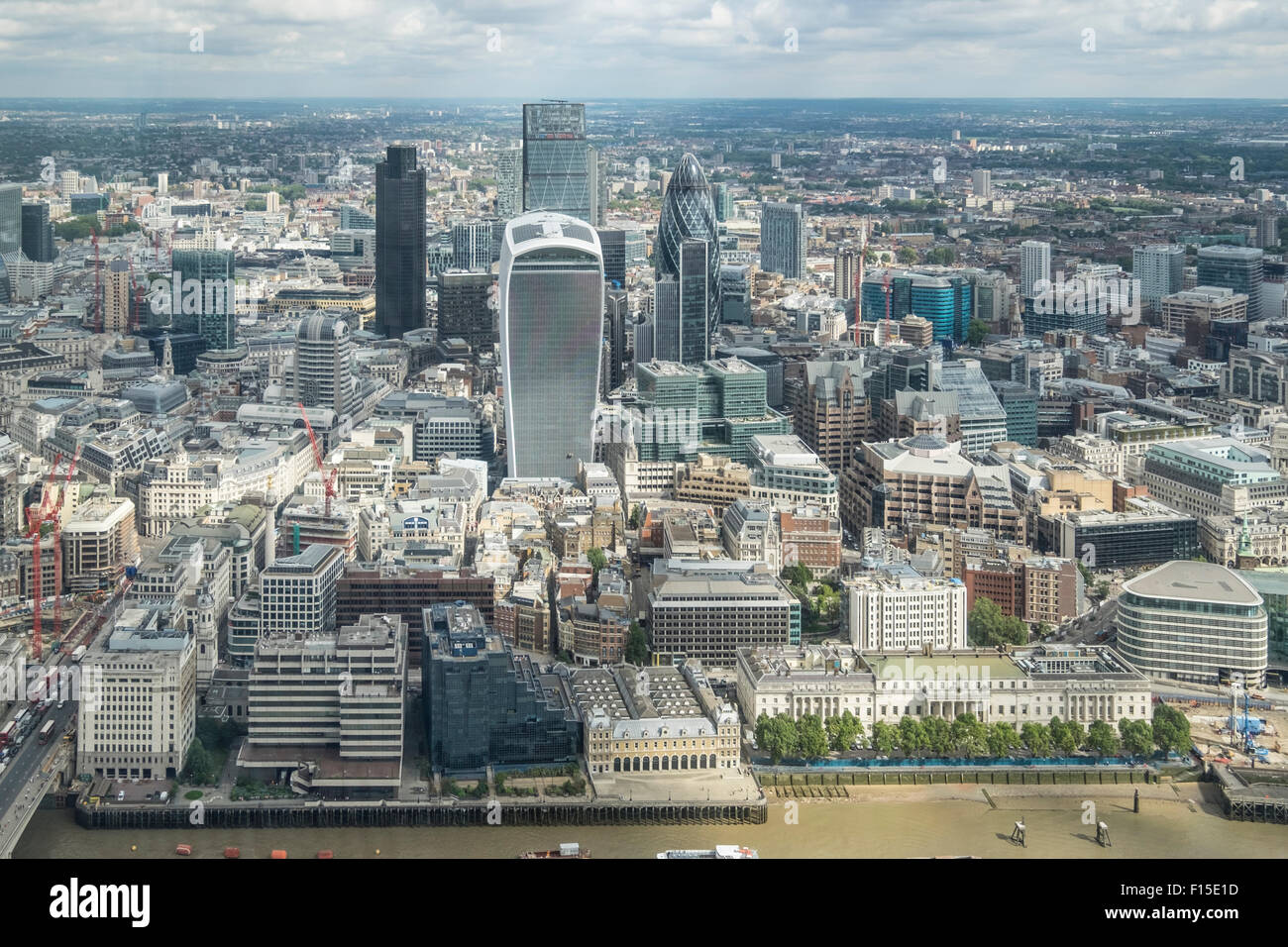 Eine Luftaufnahme der City of London, England. Stockfoto