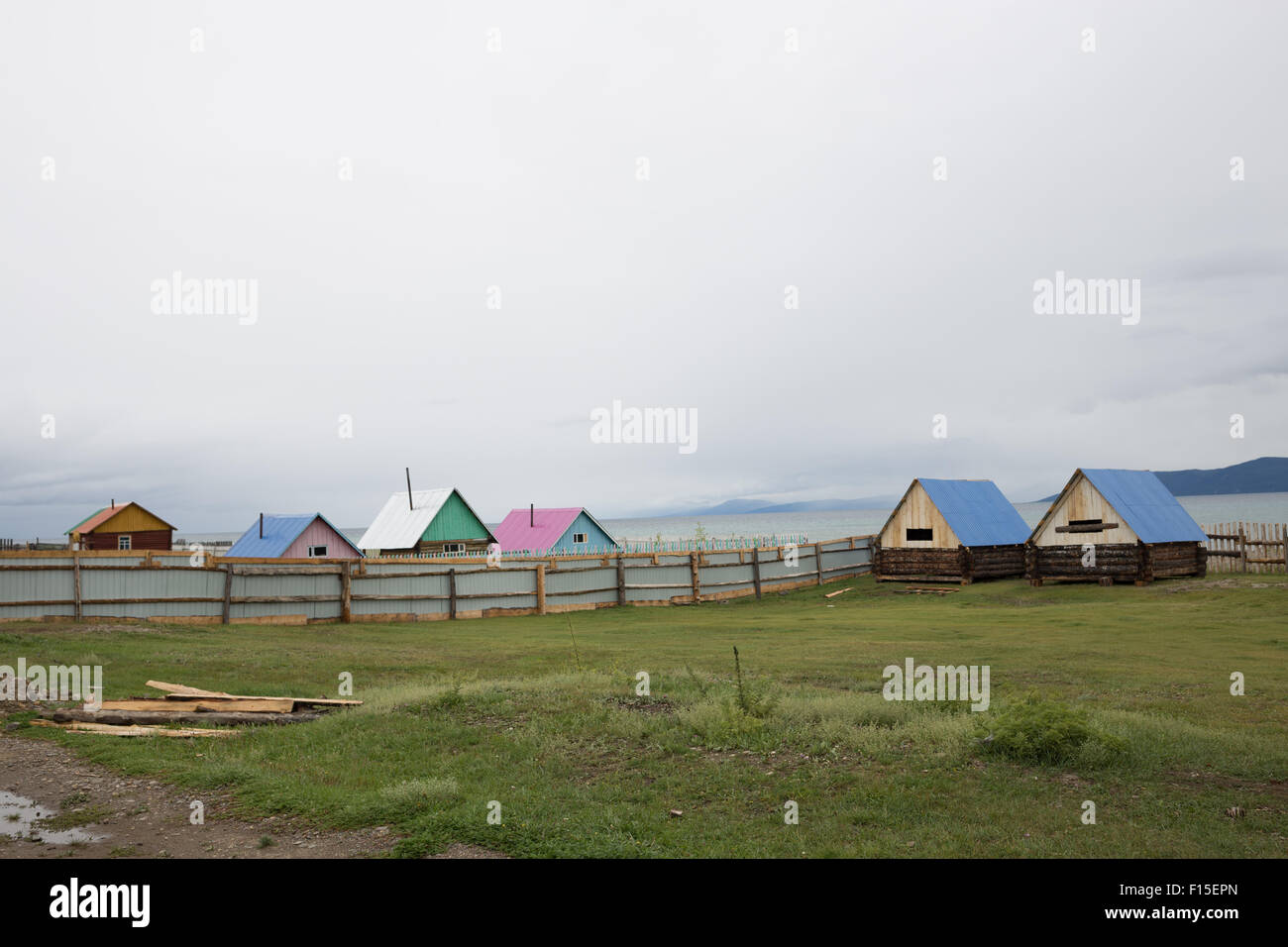 Das Dorf Hankh, Norden der Mongolei, Hovsgol Aimag. Stockfoto