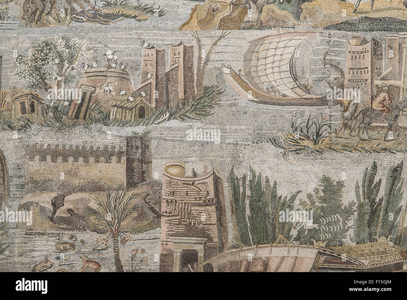 Die nilotischen Mosaik von Palestrina (Italien) ist ein Meisterwerk der Mosaik-Kunst des späten Hellenismus Stockfoto