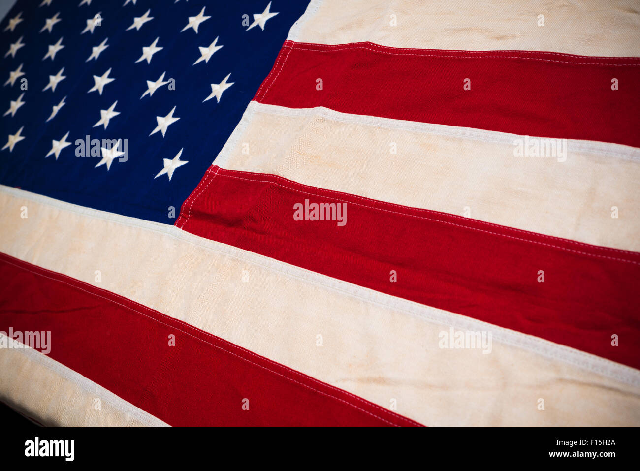 Makro oder close-up der amerikanischen Flagge als Hintergrund verwenden, Denkmal, Veteranen oder Independence day Stockfoto