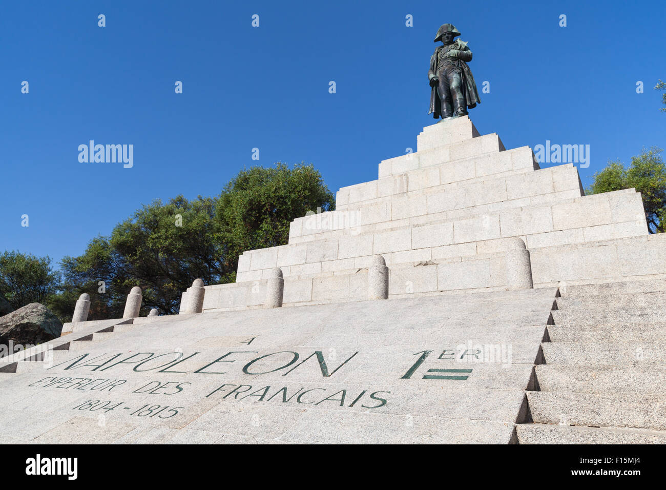 Ajaccio, Frankreich - 7. Juli 2015: Memorial Statue von Napoleon Bonaparte als erster Kaiser von Frankreich, Ajaccio, Insel der Corsic Stockfoto