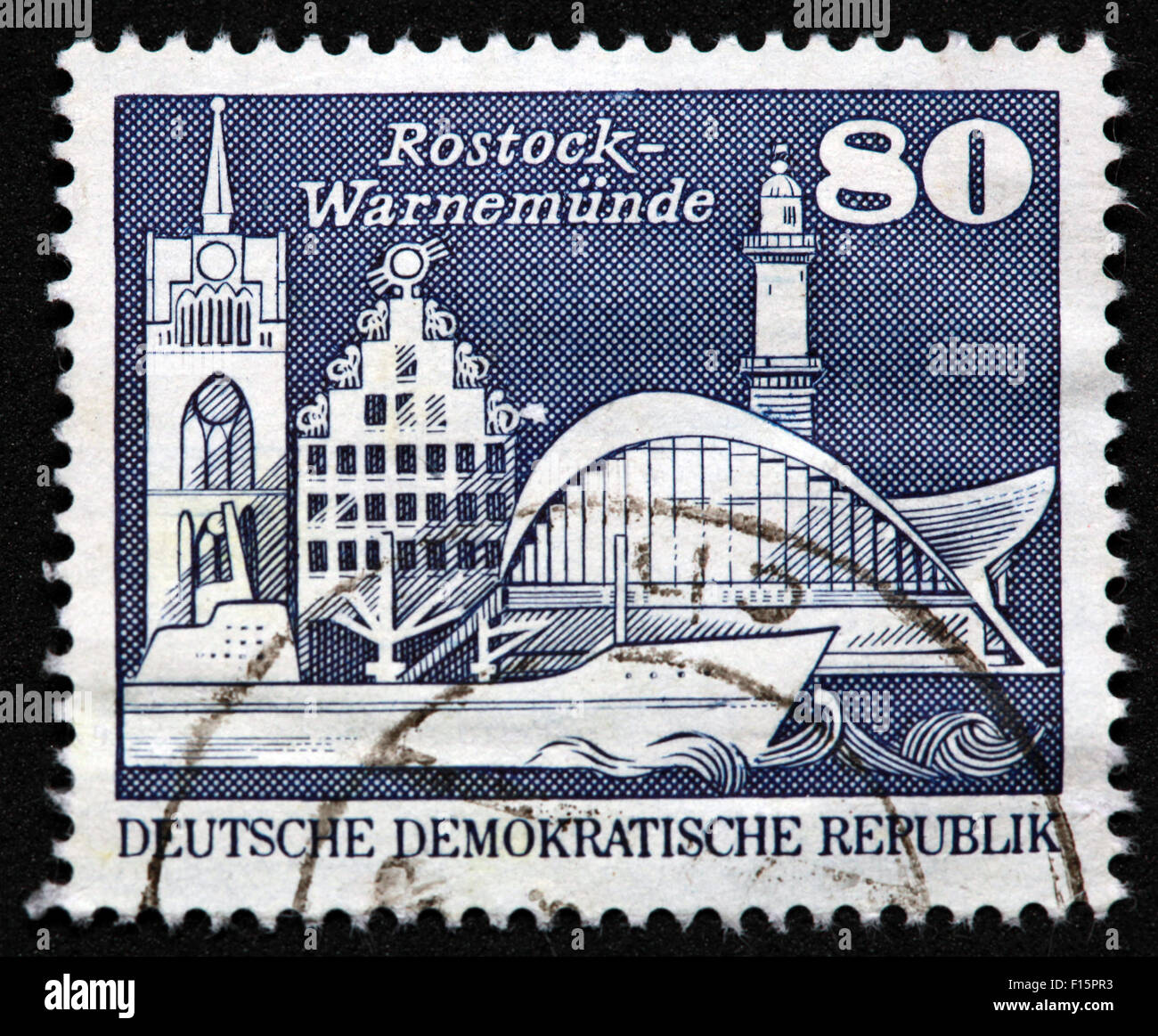 Deutsche Volkskammerwahlen Republik DDR Rostock-Warnemünde 80 Stempel Stockfoto