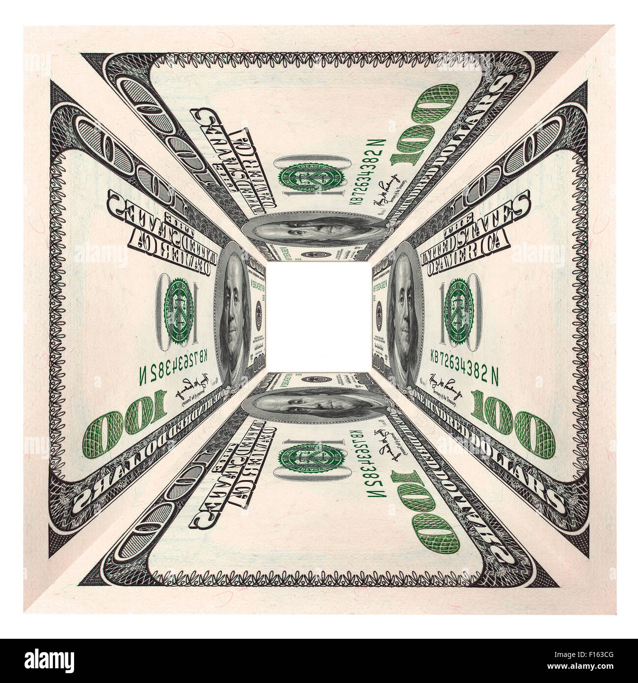 Hinweis-Währung Dollar, auf weißem Hintergrund, isoliert Stockfoto