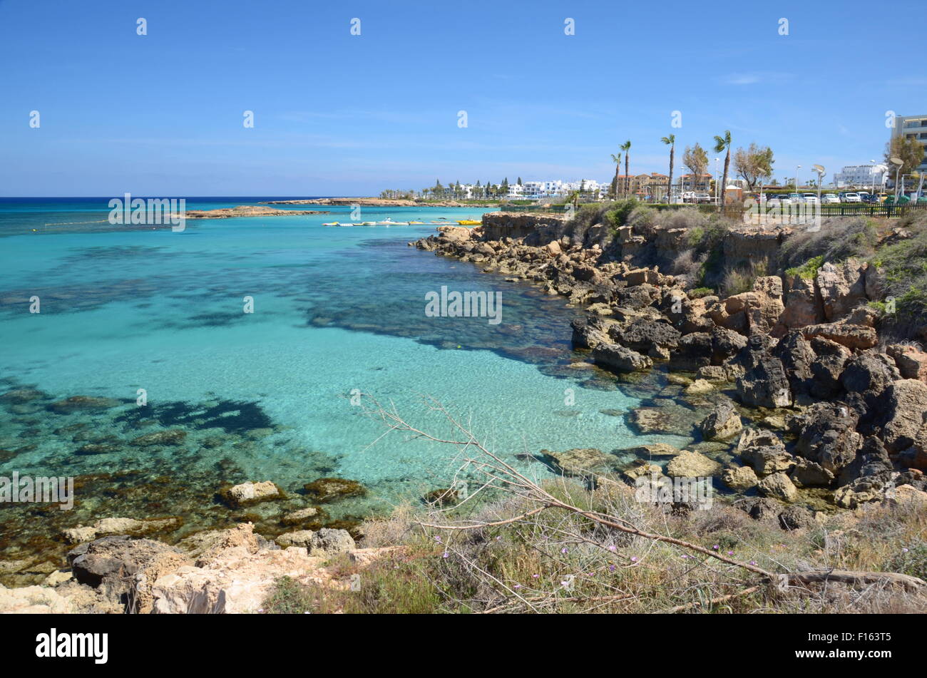 Die Sehenswürdigkeiten von Fig Tree Bay, Protaras, Zypern Stockfoto