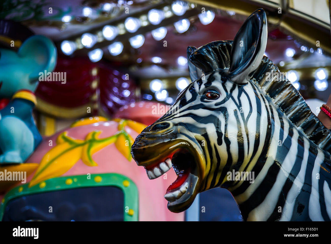 Zebra, Detail, Figur in einem Karussell, Paris, Frankreich Stockfoto