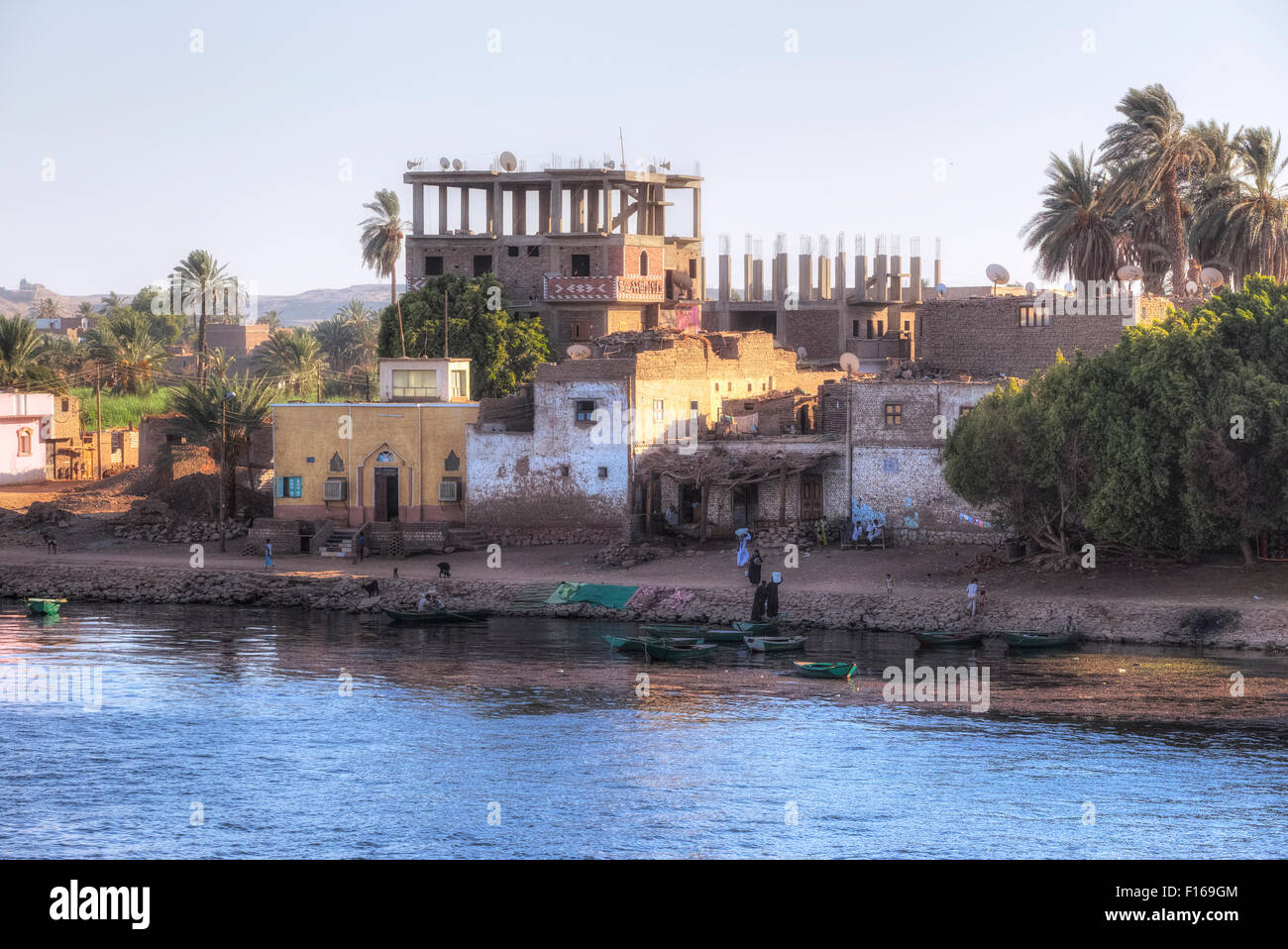 Leben am Nil zwischen Assuan und Luxor, Ägypten, Afrika Stockfoto