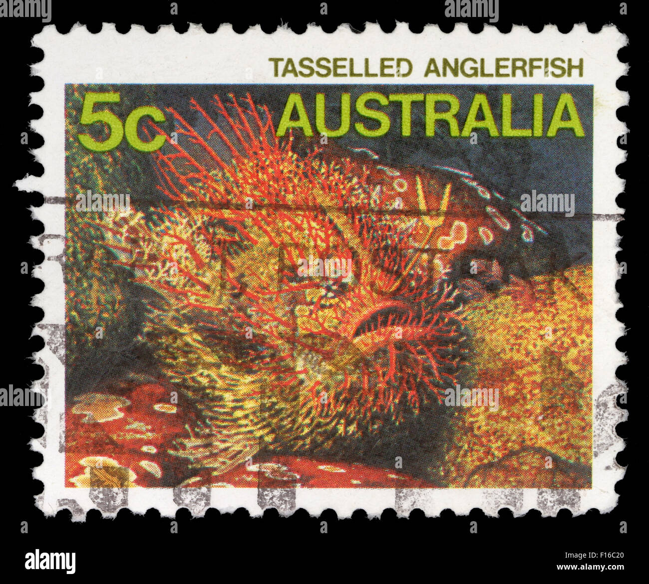 Briefmarke gedruckt in Australien zeigt der Tasseled Seeteufel, Serie, ca. 1984 Stockfoto