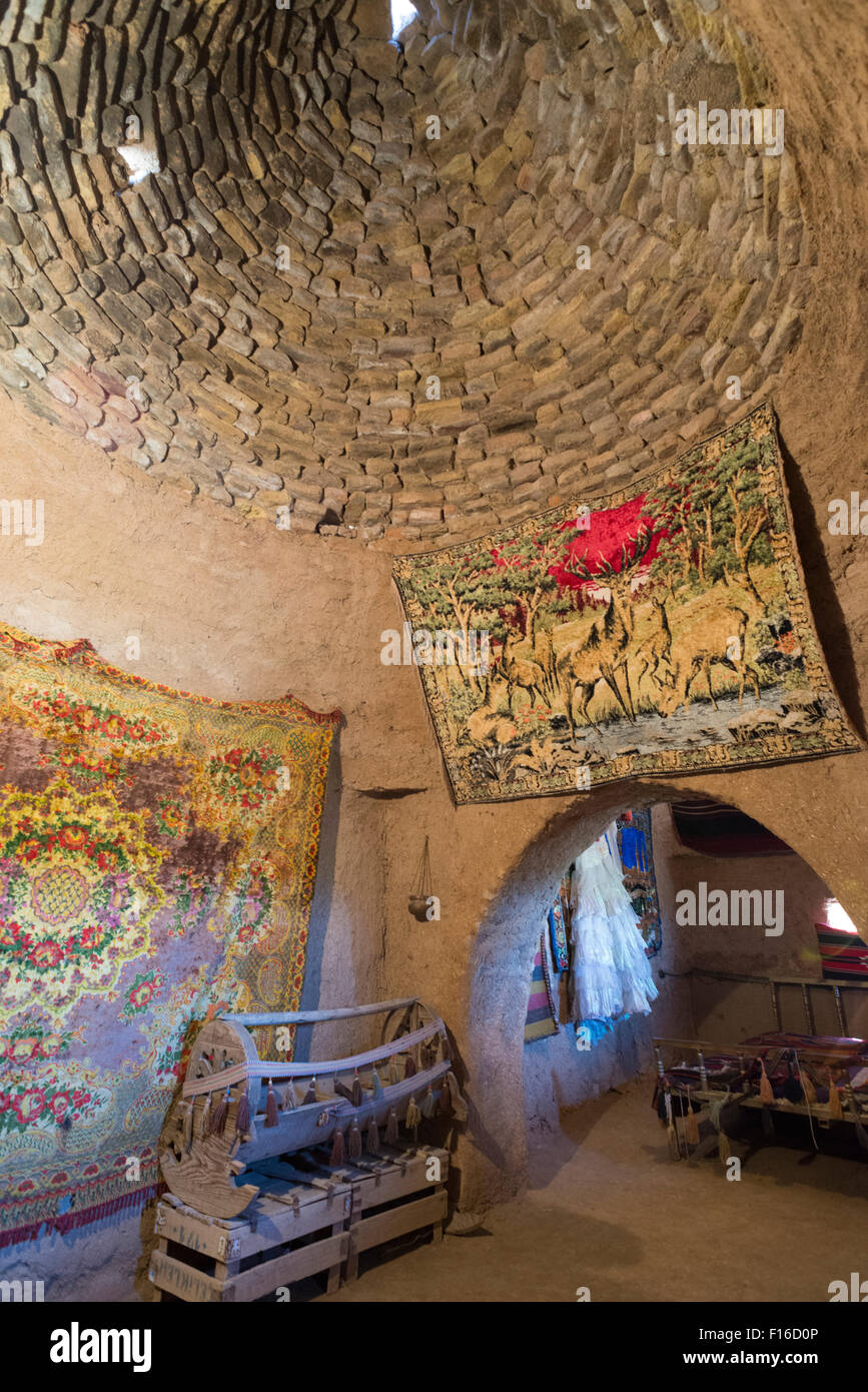 Innere Raditional Bienenstock Haus. Harran. Ost-Anatolien. Turkei. Stockfoto