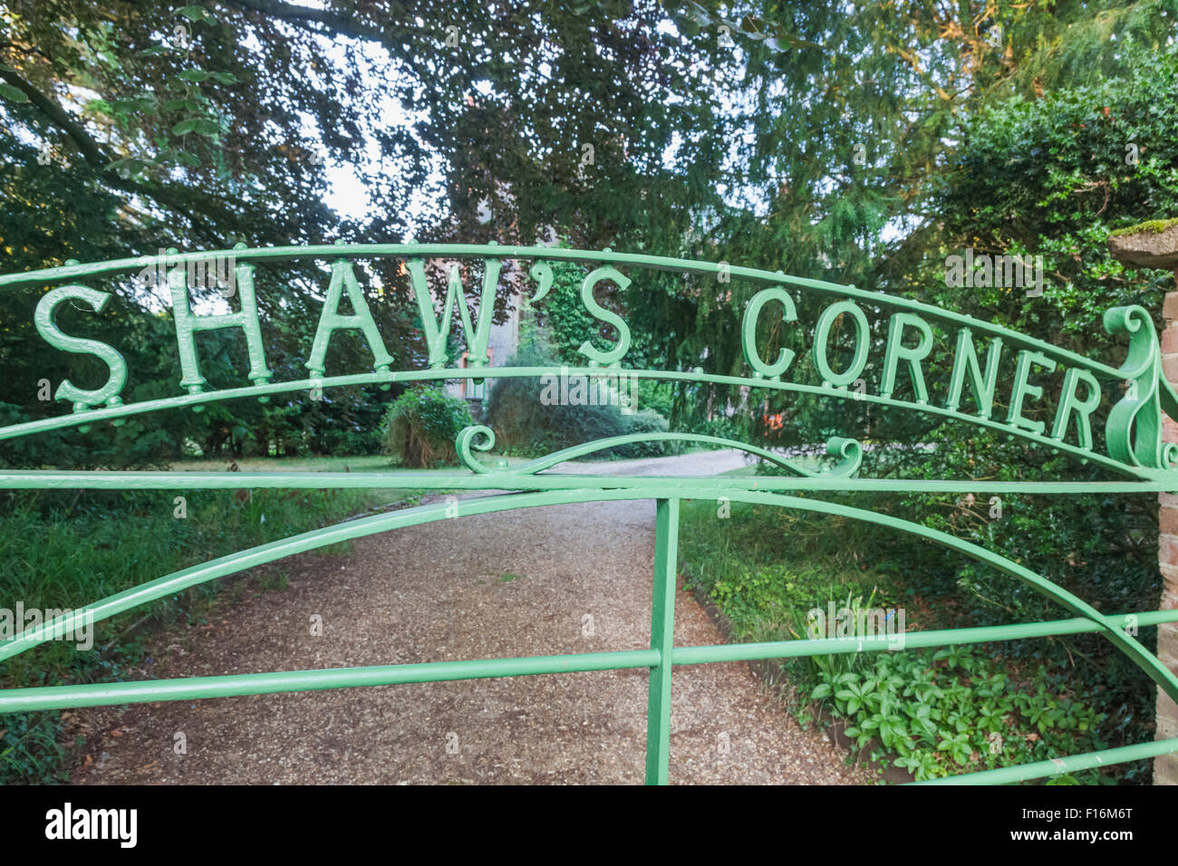 England, Hertfordshire, Ayot Saint Lawrence, Eingangstor zum Shaws Ecke, die Heimat von Shaw Stockfoto