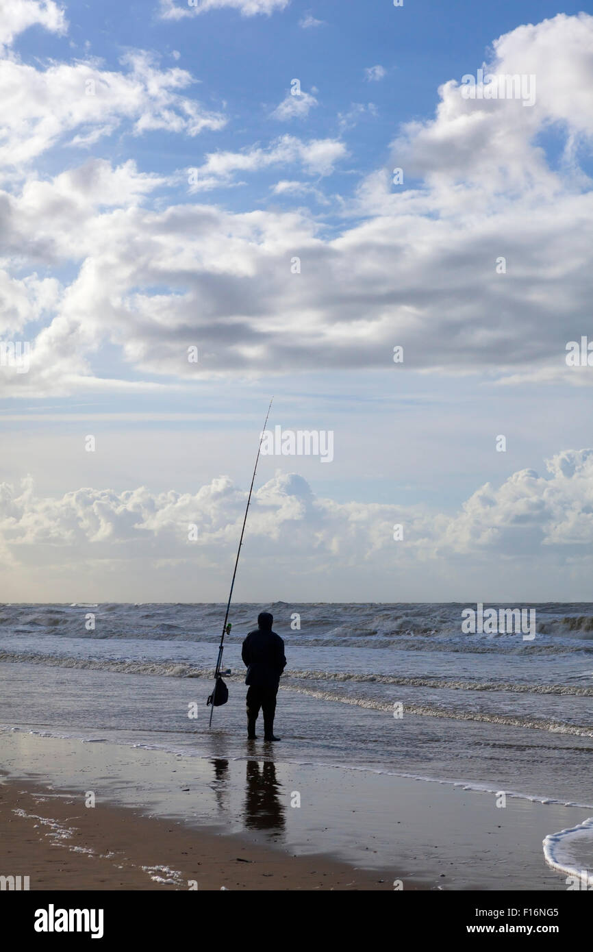 Fischer angeln in der Nordsee Stockfoto