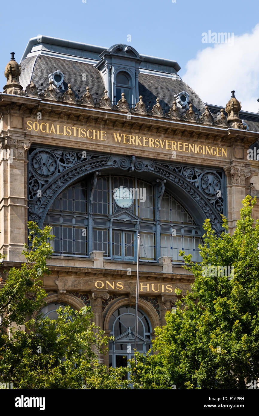 Ons Huis, der Sitz der sozialistischen Arbeiterpartei Verbände, aussehenden, Gent, Belgien Stockfoto