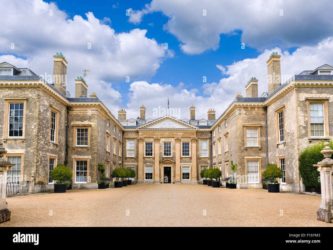 Die Vorderseite des Althorp House, Sitz der Earl Spencer und Kindheit Zuhause von Prinzessin Diana, Northamptonshire, England, UK Stockfoto