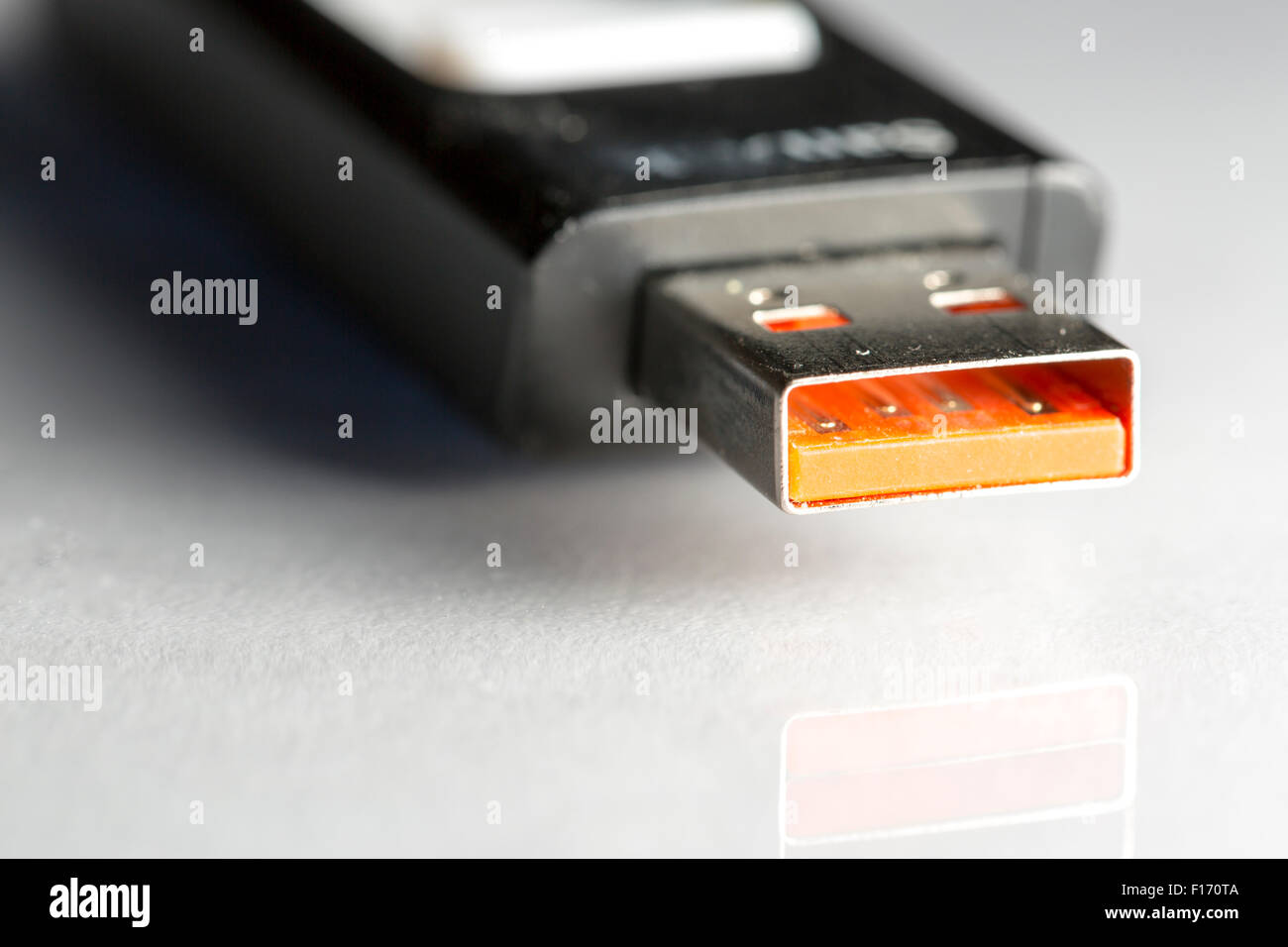 USB Flash Drive extremely close up. Macro image. Stockfoto