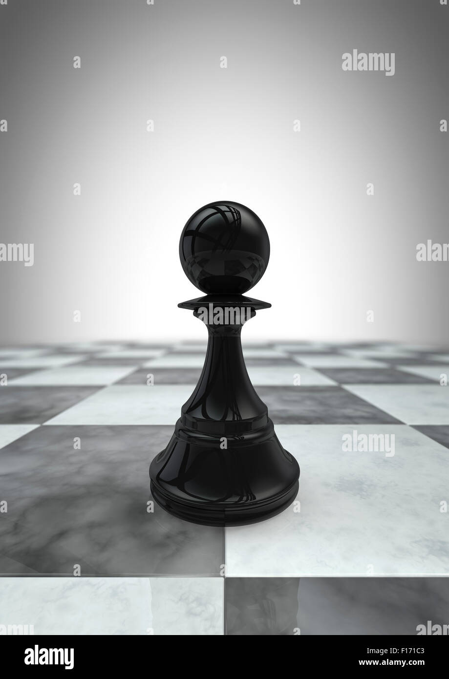 Große Figur Schwarz / 3D Render des schwarzen Bauern Schachfigur Stockfoto