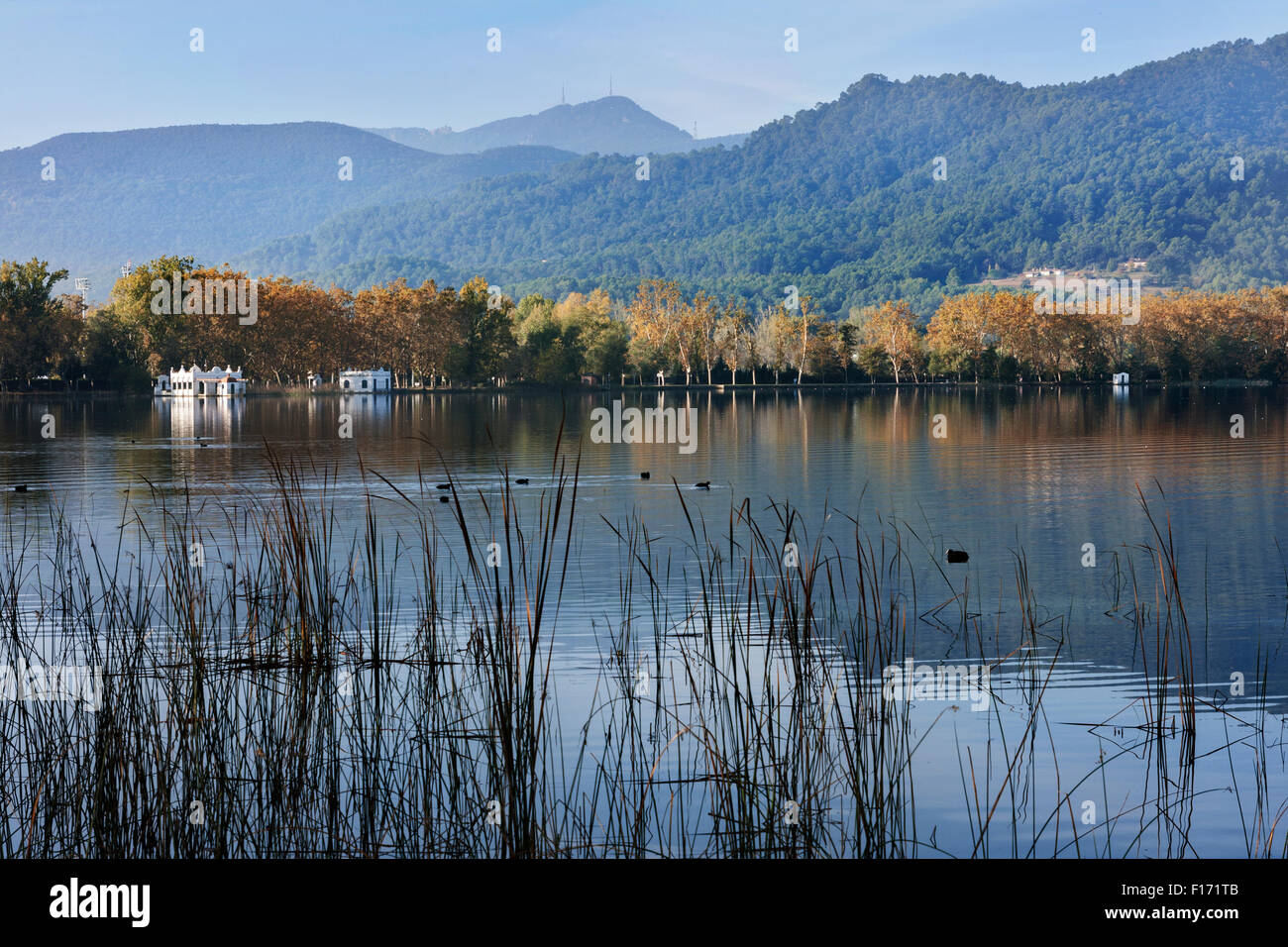 Banyoles Teich. Stockfoto