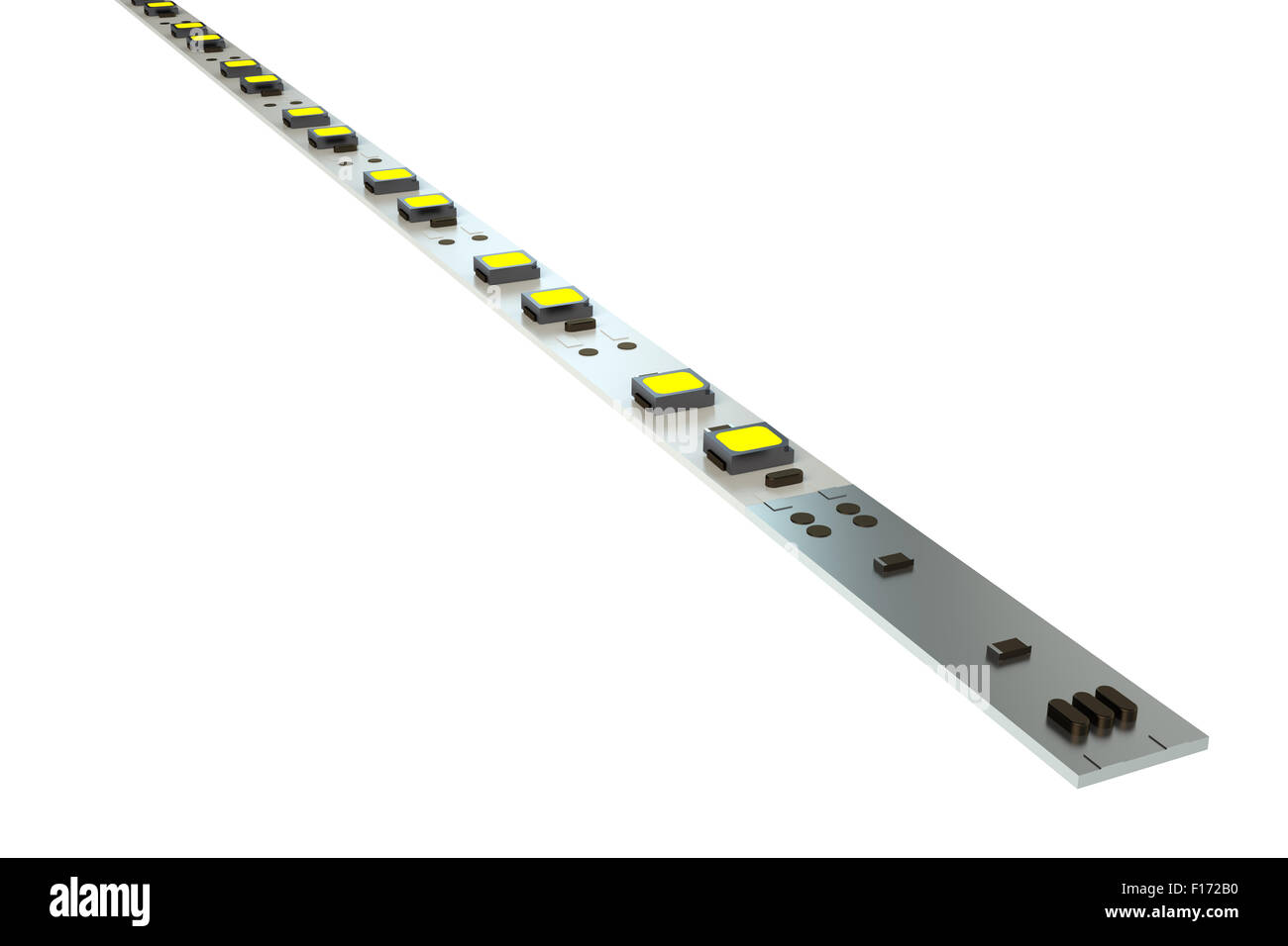 LED Diode Streifen Closeup isoliert auf weißem Hintergrund Stockfoto
