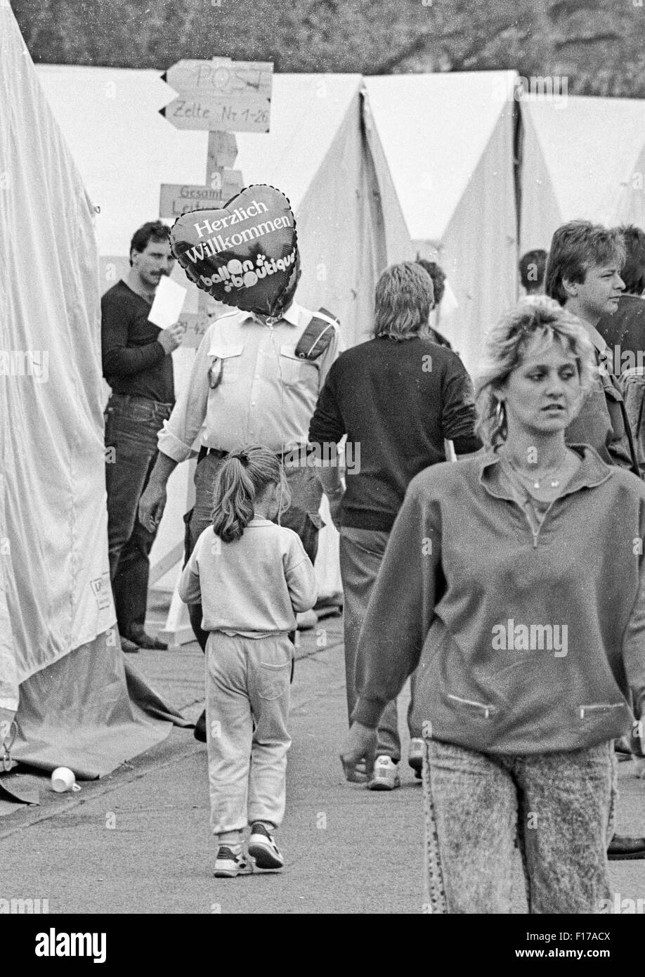 Flüchtlingslager in den Landkreis Passau, Bayern, auf DDR-Flüchtlinge, die über Ungarn und Österreich in den Westen geflohen sind Stockfoto