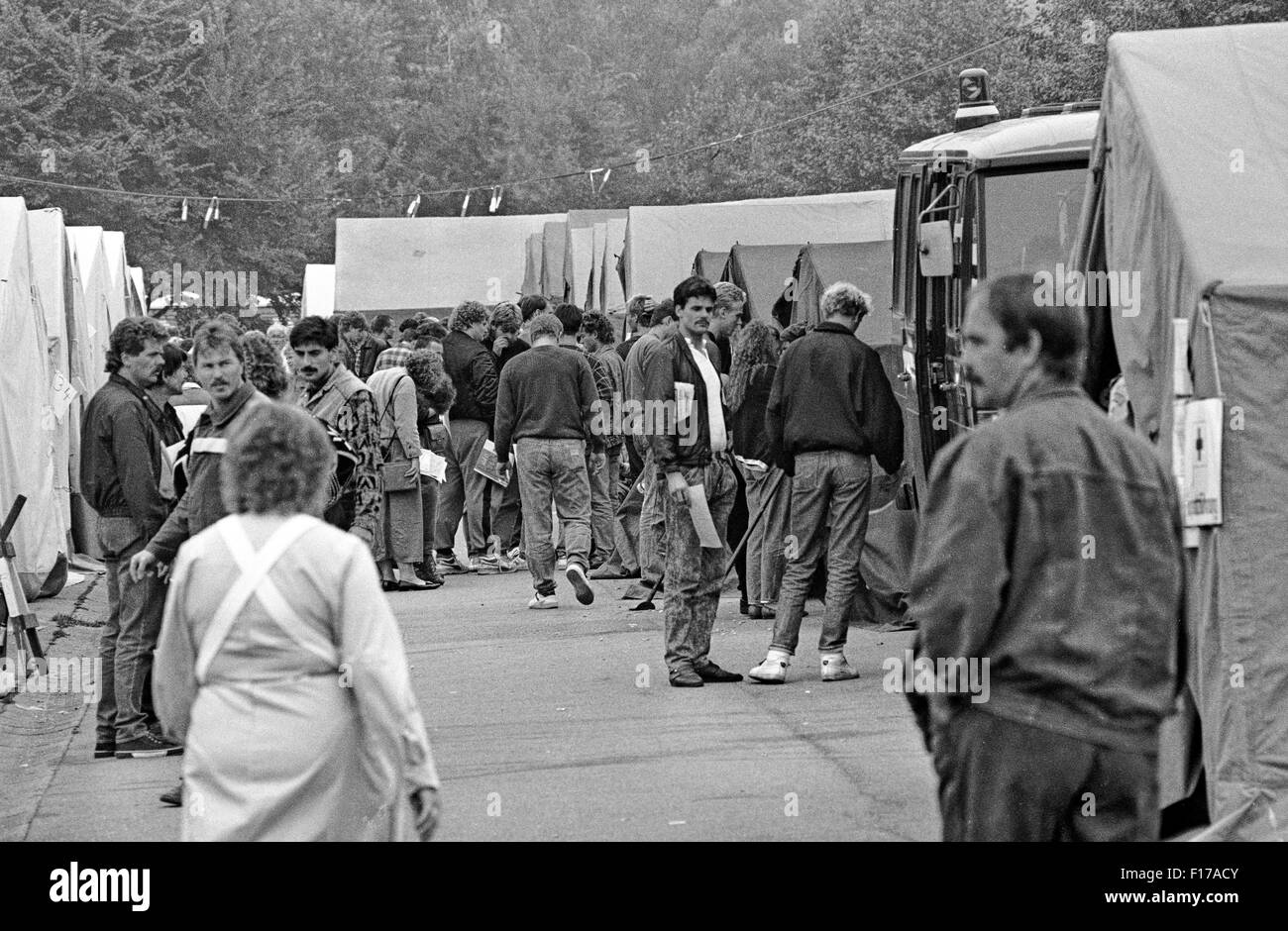 Flüchtlingslager in den Landkreis Passau, Bayern, auf DDR-Flüchtlinge, die über Ungarn und Österreich in den Westen geflohen sind Stockfoto