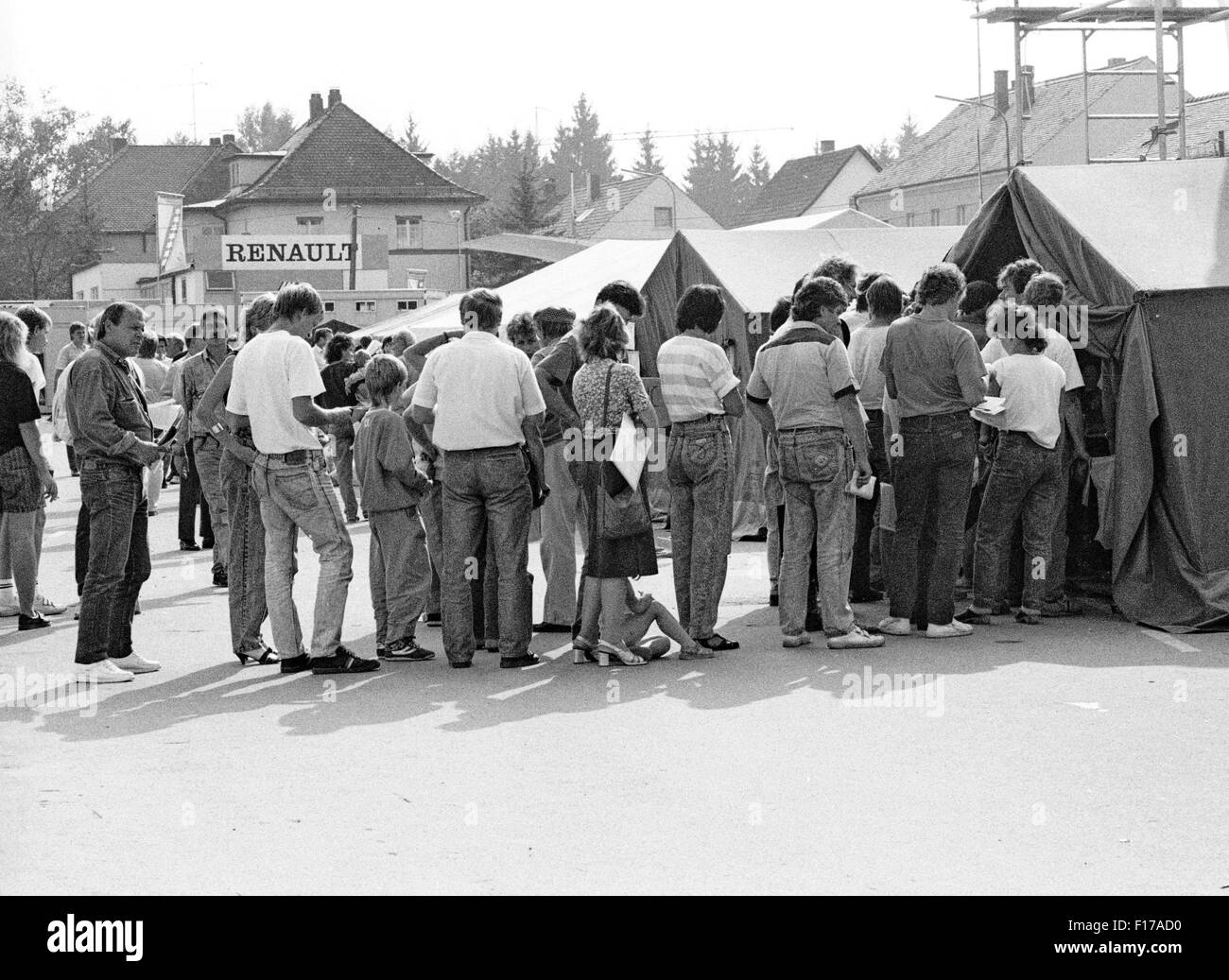 Flüchtlingslager in den Landkreis Passau, Bayern, auf DDR-Flüchtlinge, die über Ungarn und Österreich in den Westen geflohen sind Stockfoto