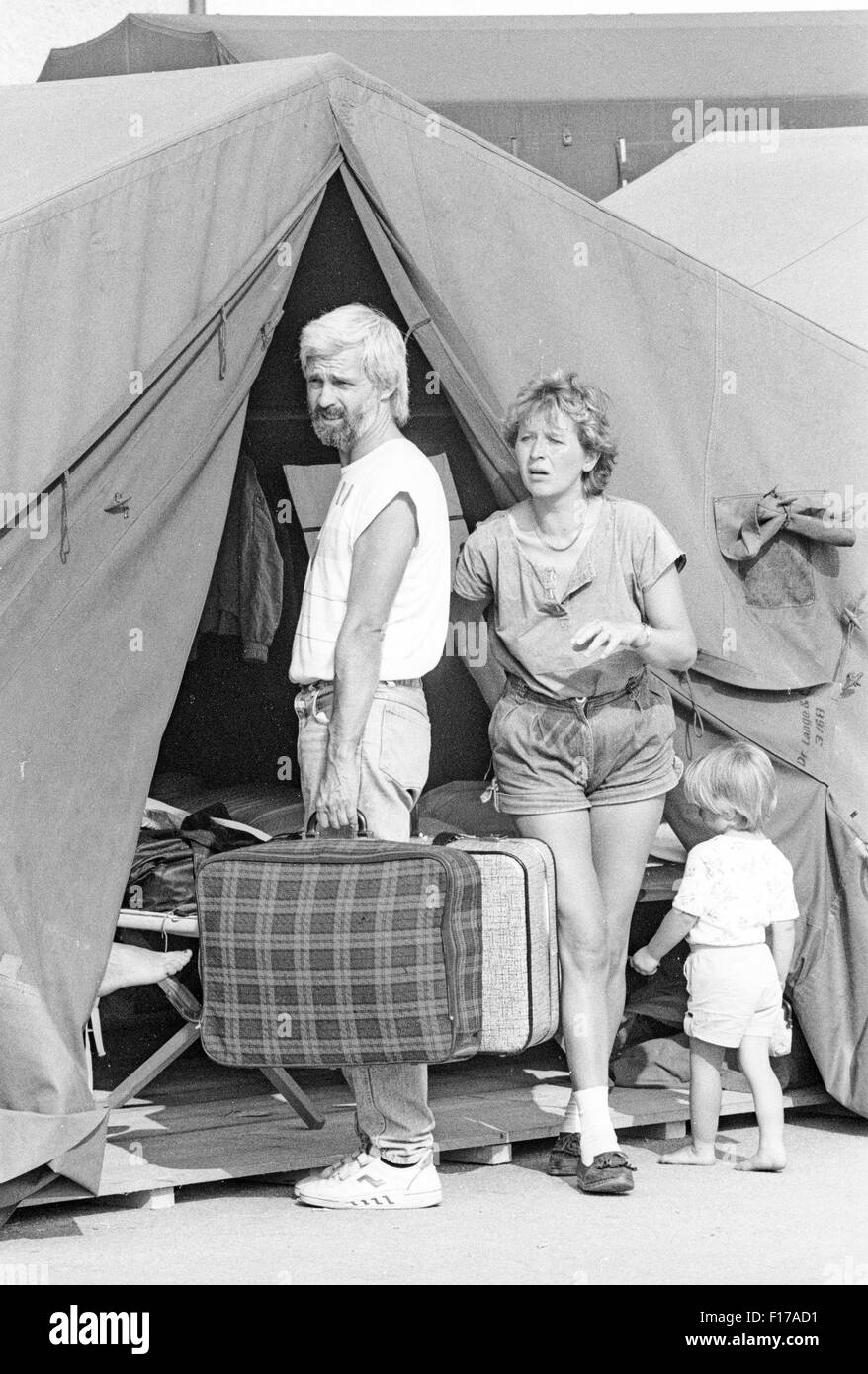Flüchtlingslager in den Landkreis Passau, Bayern, auf DDR-Flüchtlinge, die über Ungarn und Österreich in den Westen geflohen sind Stockfoto