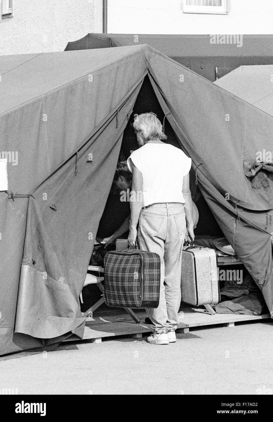 Flüchtlingslager in den Landkreis Passau, Bayern, auf DDR-Flüchtlinge, die über Ungarn und Österreich in den Westen geflohen sind Stockfoto