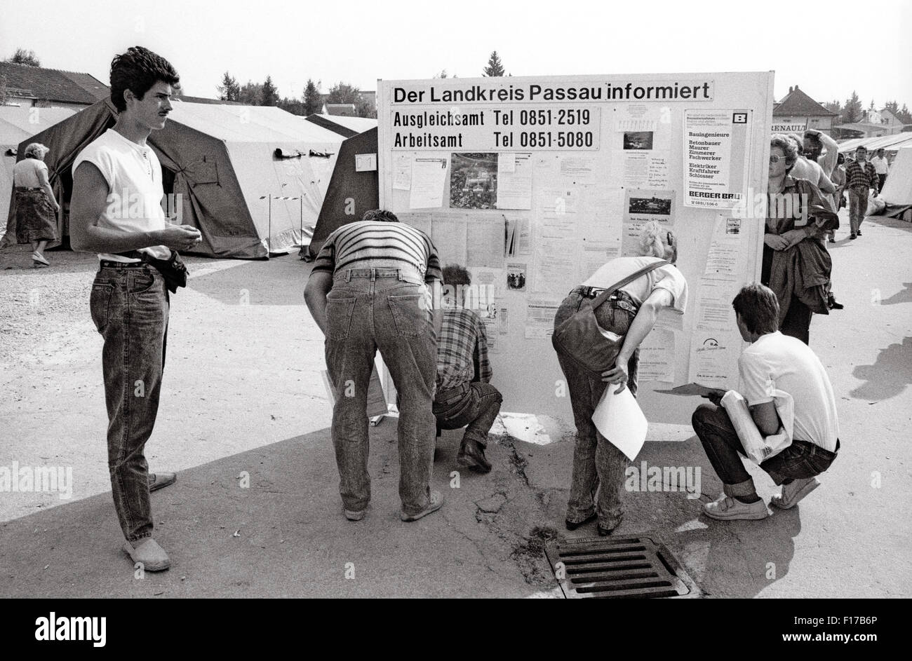 Flüchtlingslager in den Landkreis Passau, Bayern, auf DDR-Flüchtlinge, die über Ungarn und Österreich in den Westen geflohen sind Stockfoto