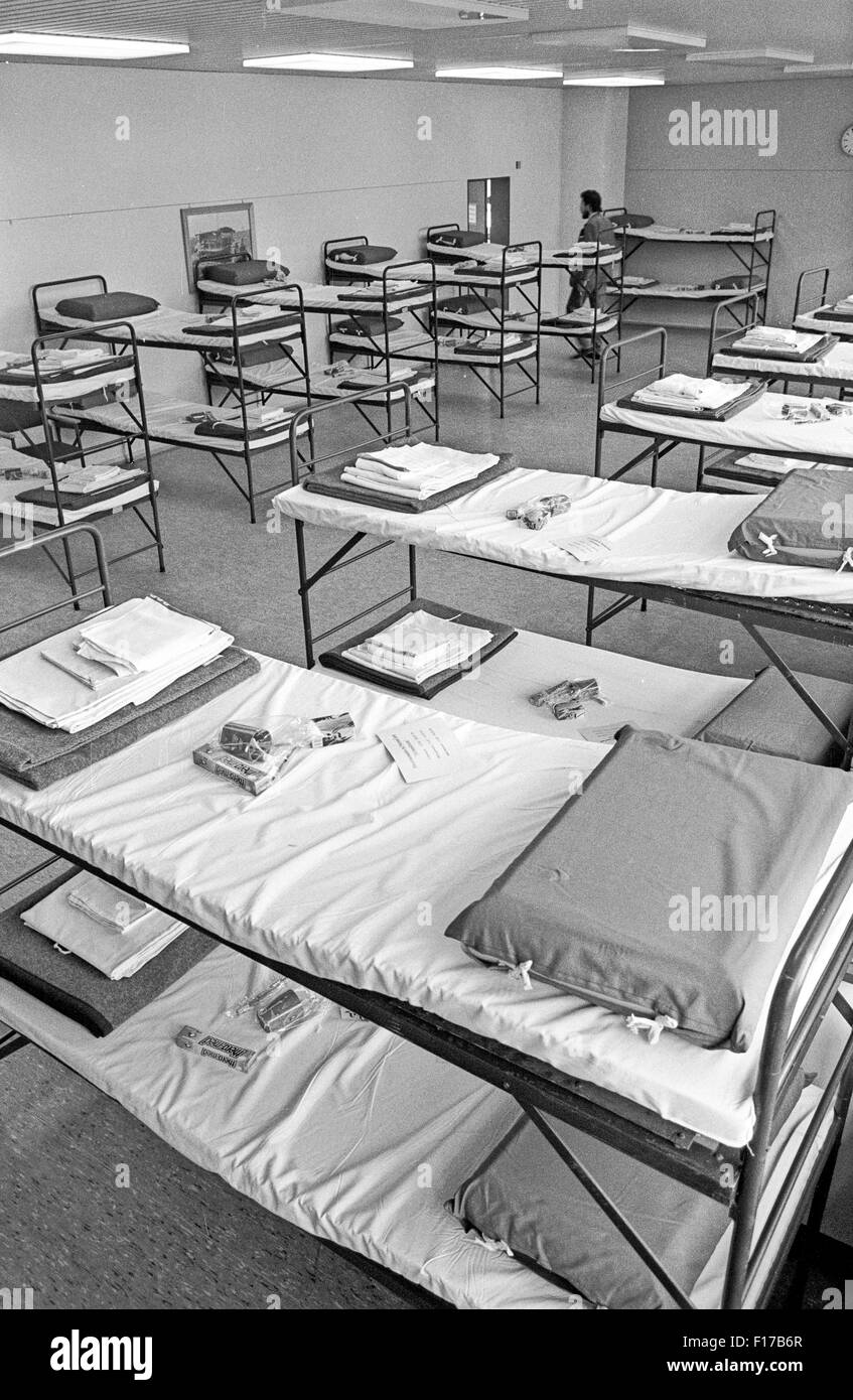 Flüchtlingslager in den Landkreis Passau, Bayern, auf DDR-Flüchtlinge, die über Ungarn und Österreich in den Westen geflohen sind Stockfoto