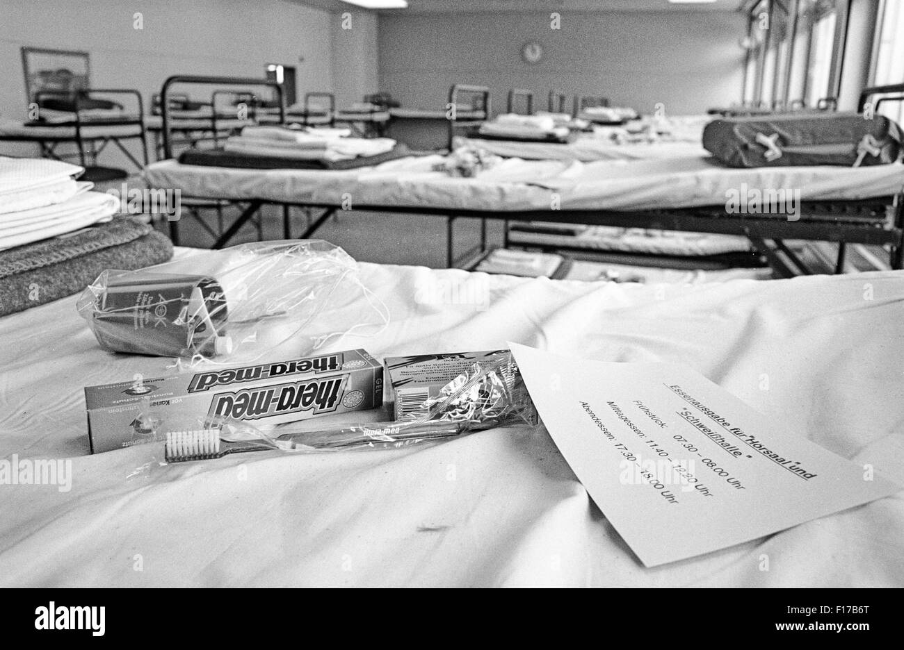 Flüchtlingslager in den Landkreis Passau, Bayern, auf DDR-Flüchtlinge, die über Ungarn und Österreich in den Westen geflohen sind Stockfoto