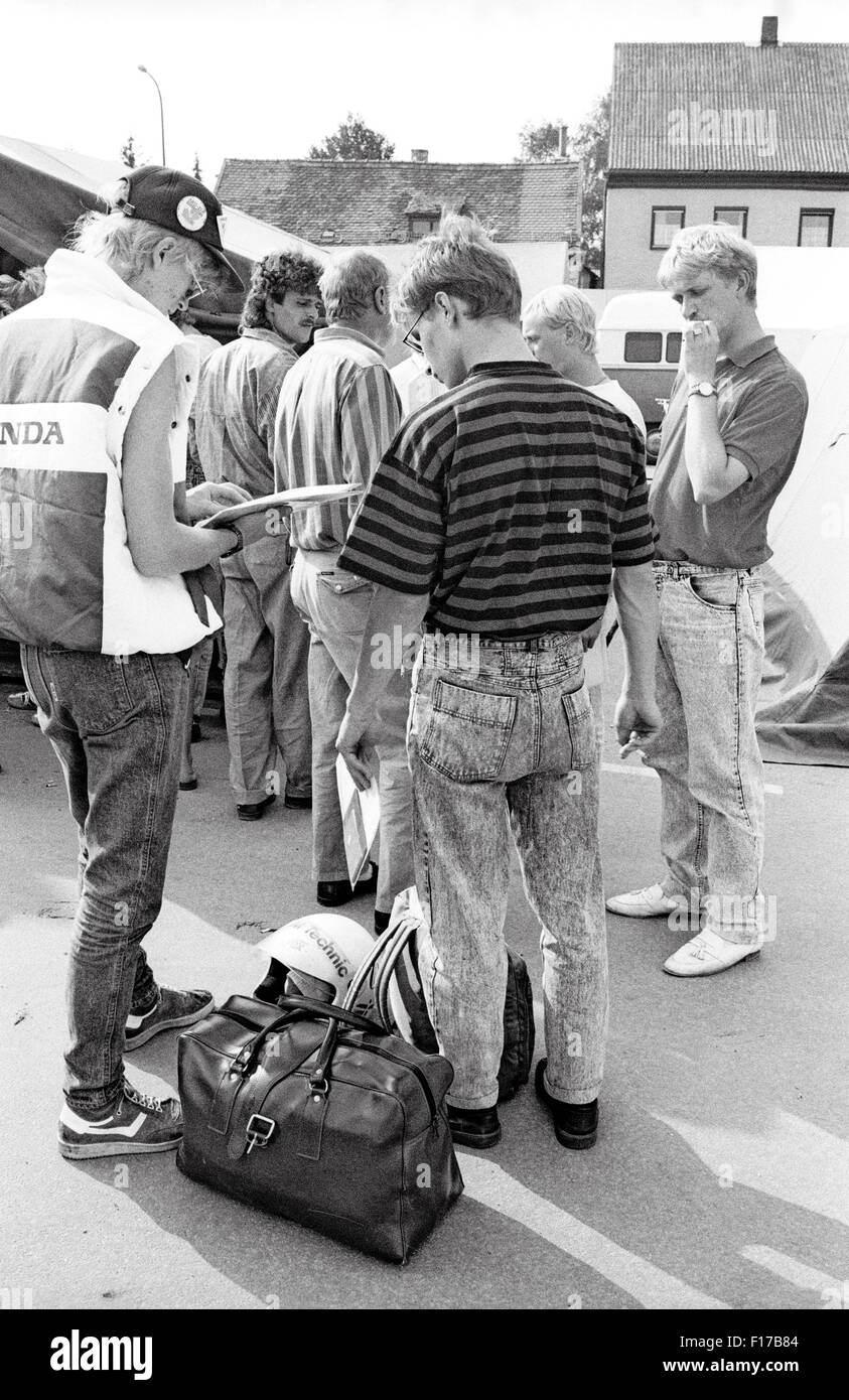 Flüchtlingslager in den Landkreis Passau, Bayern, auf DDR-Flüchtlinge, die über Ungarn und Österreich in den Westen geflohen sind Stockfoto