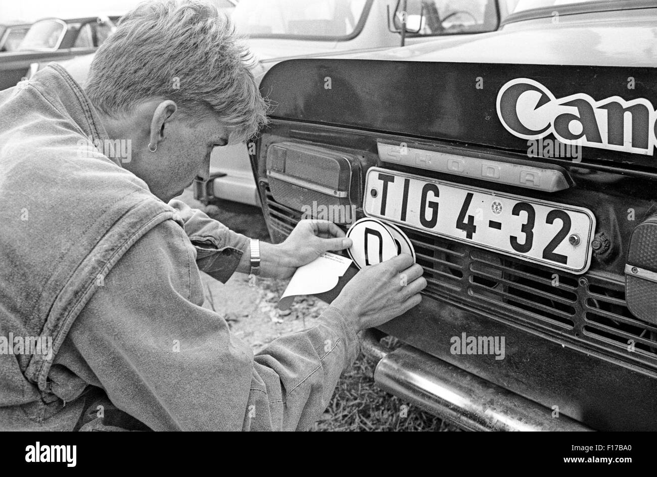 Flüchtlingslager in den Landkreis Passau, Bayern, auf DDR-Flüchtlinge, die über Ungarn und Österreich in den Westen geflohen sind Stockfoto