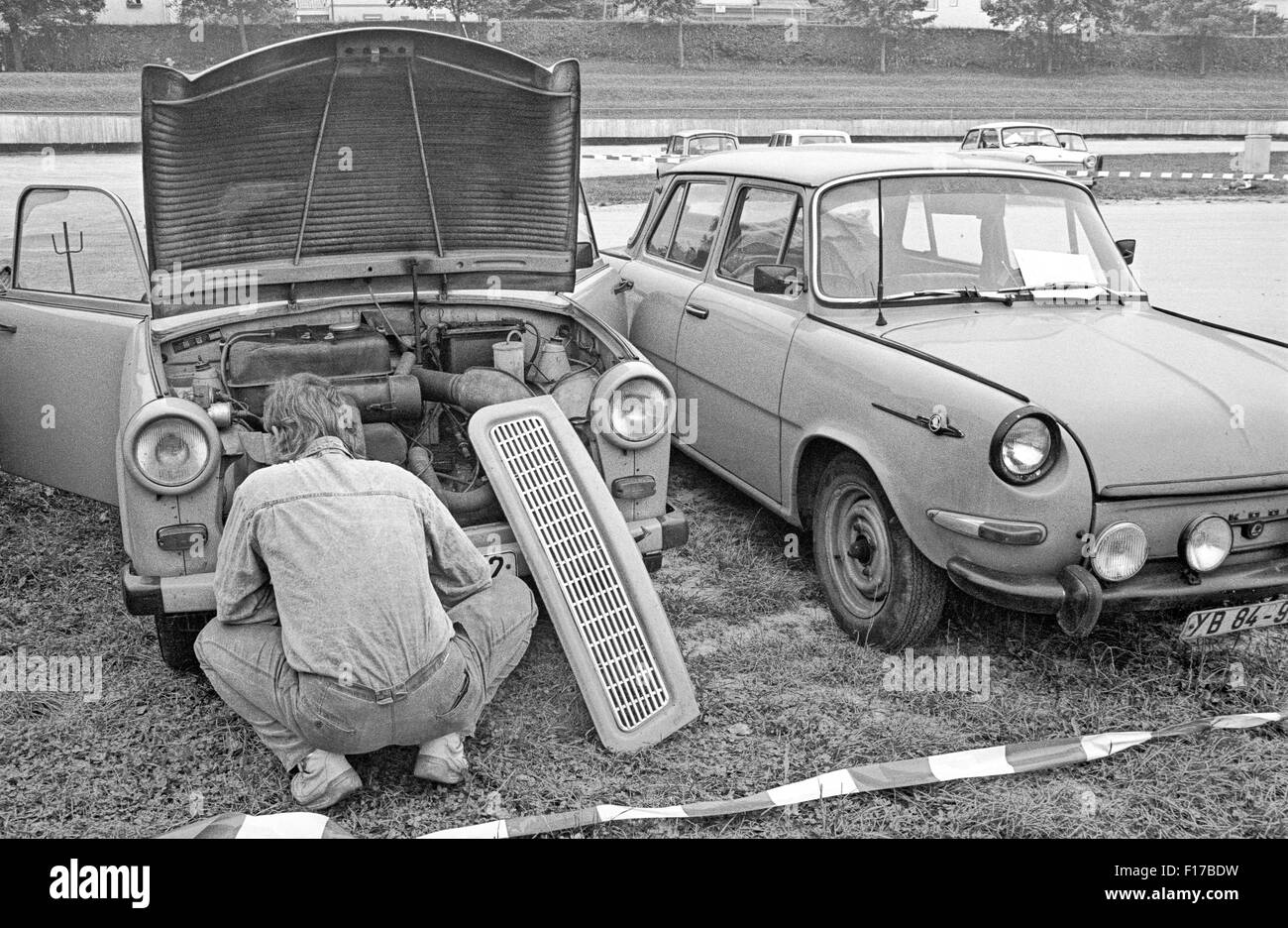 Flüchtlingslager in den Landkreis Passau, Bayern, auf DDR-Flüchtlinge, die über Ungarn und Österreich in den Westen geflohen sind Stockfoto