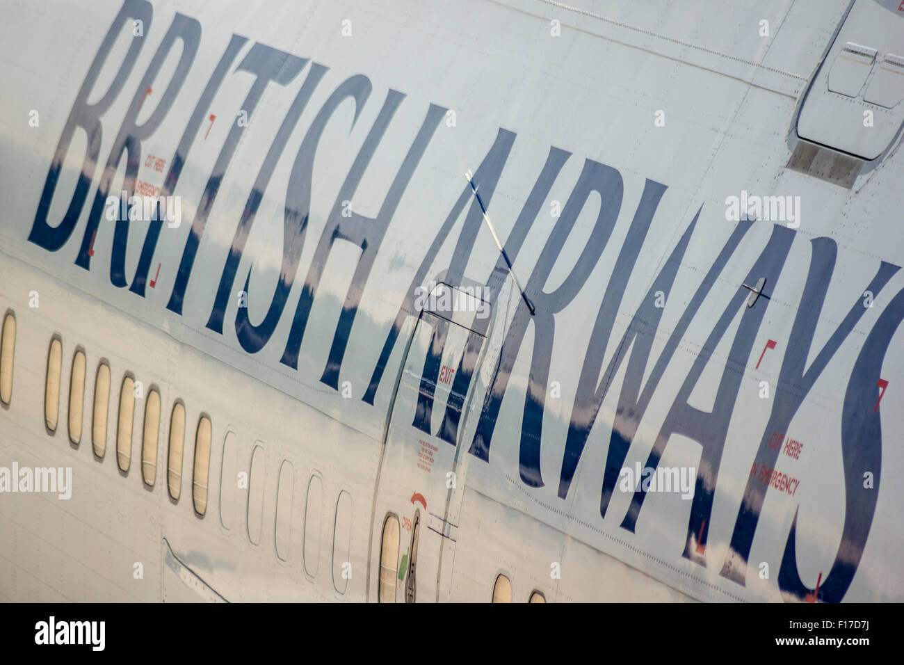 British Airways Logo auf der Seite einer Boeing 747 Stockfoto