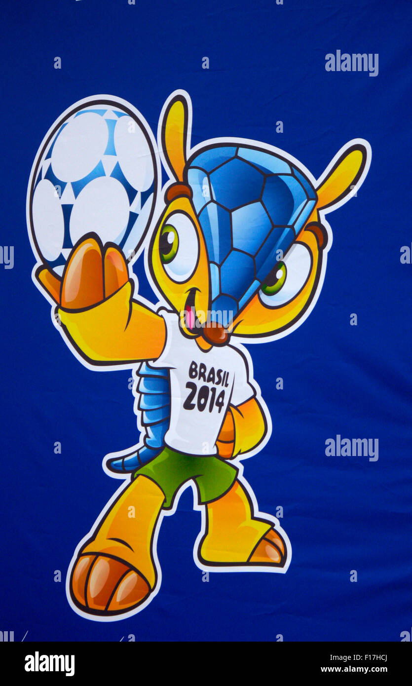 Ppmehr "Fuleco" der Fussball WM 2014 - Fanmeile ein der Straße des 17. Juni. Juni Beim Spiel Niederlande Gegen Mexiko, 29, Juni Stockfoto