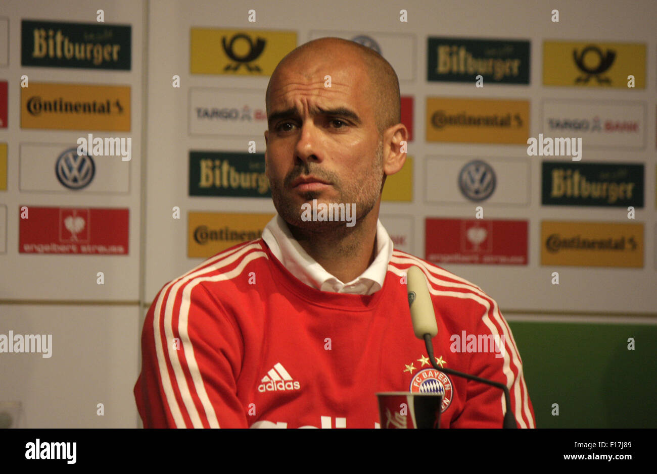 Pep Guardiola - Pressekonferenz Zum Anstehenden Finale um Den DFB-Pokal Zwischen Borussia Dortmund Und Dem FC Bayern Muenchen, O Stockfoto