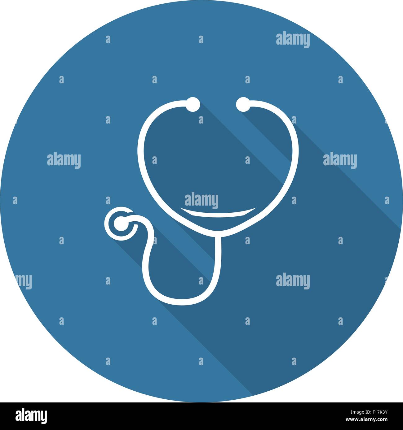 Stethoskop und medizinische Leistungen-Symbol. Flaches Design. Lange Schatten. Stock Vektor