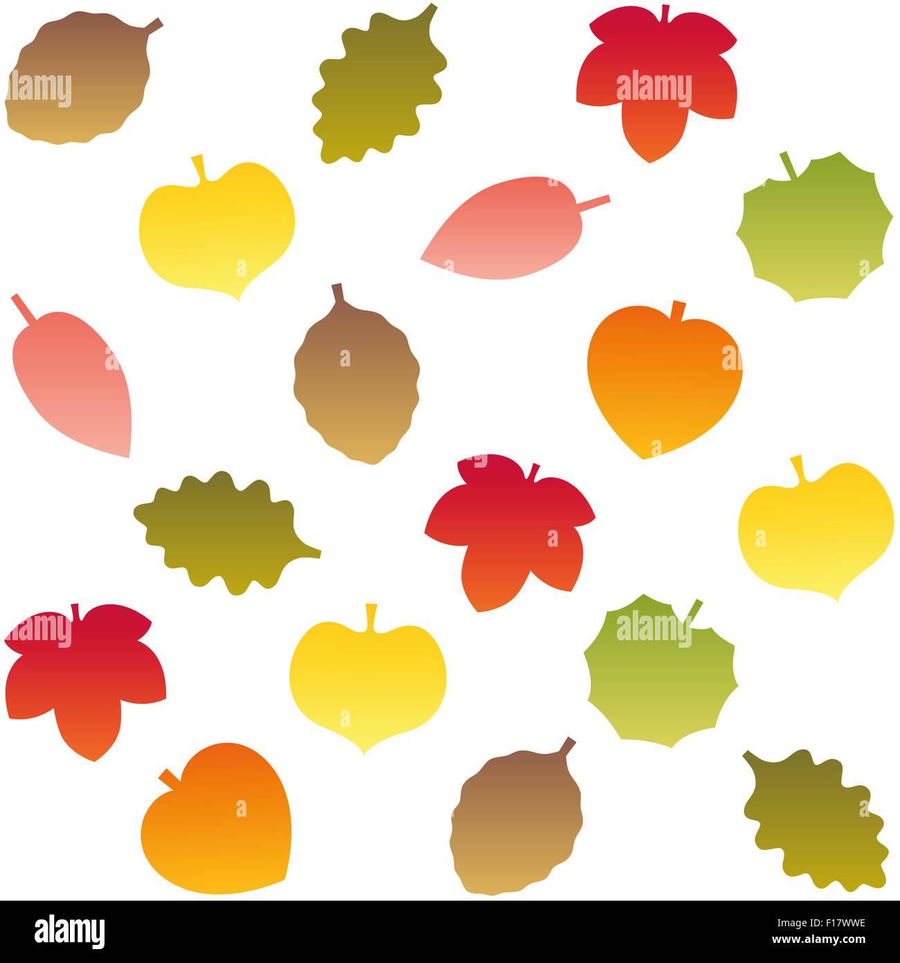 Herbst Blätter-Muster. Nahtlose Hintergrund kann erstellt werden. Abbildung auf weißem Hintergrund. Stockfoto