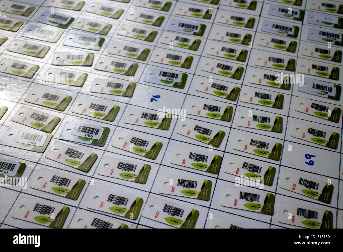 Parkrun-finishing-Token Stockfoto