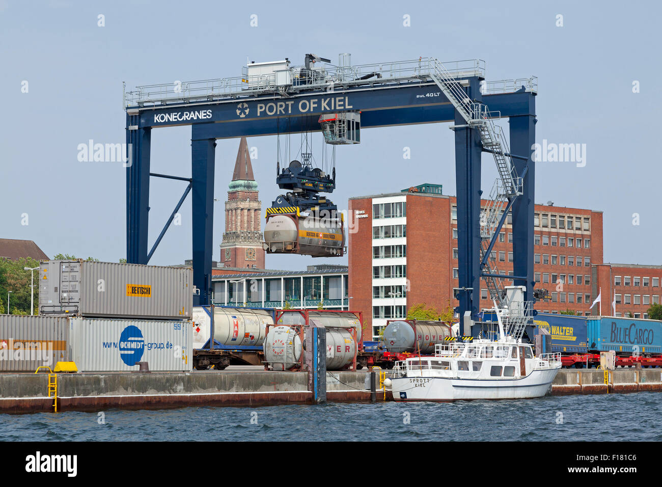 Container-Kran, Hafen, Kiel, Schleswig-Holstein, Deutschland Stockfoto