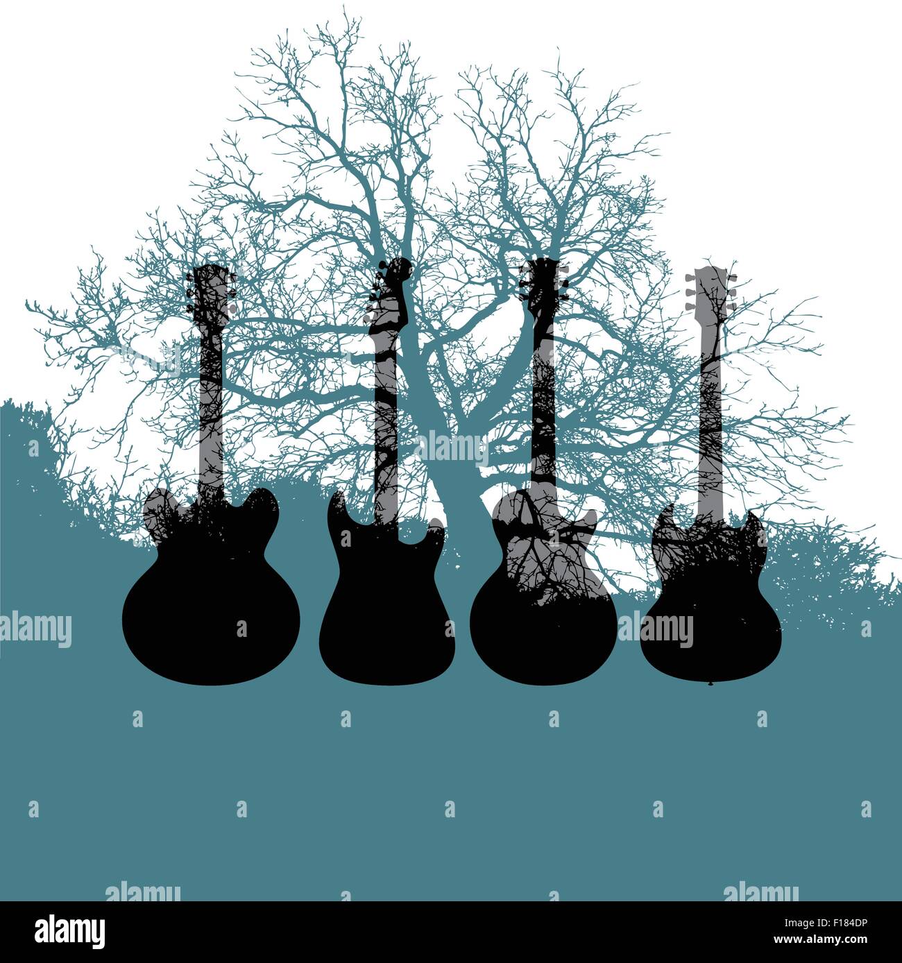 Gitarre-Baum Hintergrundmusik für Print oder Web Stock Vektor