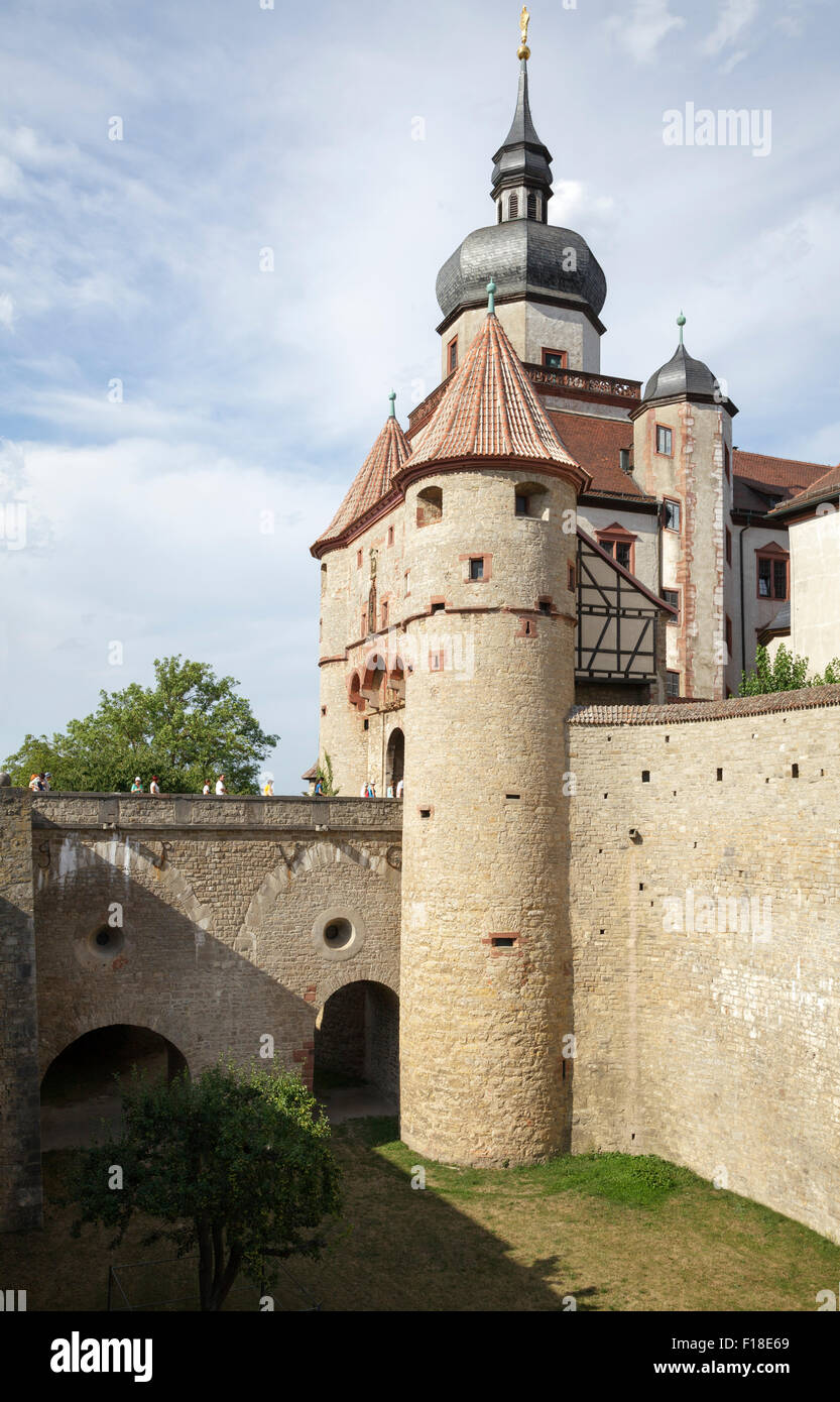 Festung Marienberg Fortress Scherenbergtor, Würzburg, Bayern, Deutschland Stockfoto