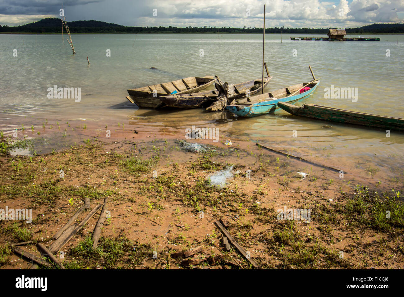 Landwirtschaft, Asien, asiatische, schön, Boot, Kambodscha, Kanu, Chinesisch, Wolke, bunt, Kontamination Stockfoto